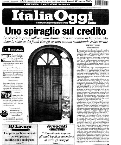 Italia oggi : quotidiano di economia finanza e politica